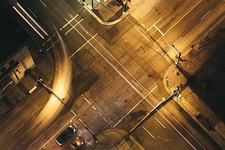 bird's-eye view photography of street crossing thumbnail