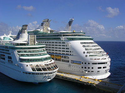 two white cruise ships thumbnail