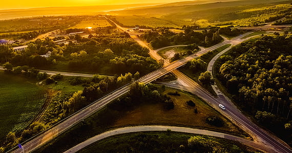 aerial photography of cross roads thumbnail