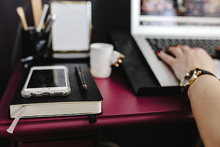 Pink desk in the home office thumbnail