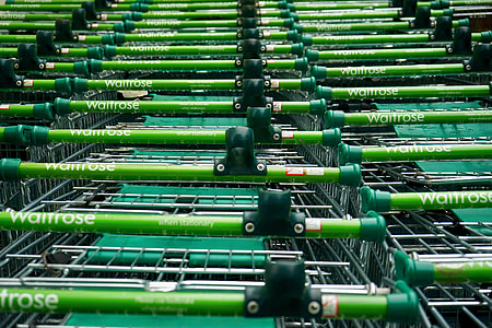 closeup photography of green stainless steel shopping cart lot thumbnail