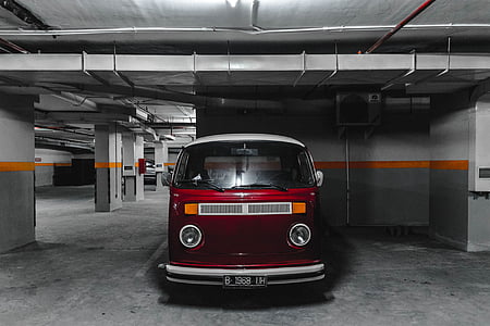 parked red Volkswagen Type 2 T3 van thumbnail