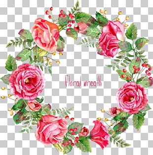 Pink flowers Euclidean , Beautifully,painted rose wreath border, pink floral wreath PNG clipart