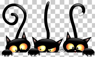 Black cat Halloween , Witch Cat, three black cats PNG clipart