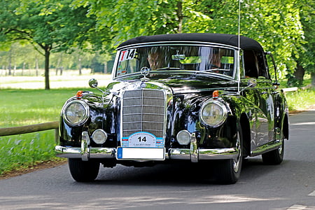 black Mercedes-Benz near green grass field thumbnail