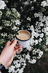 Morning coffee outdoors in the garden thumbnail