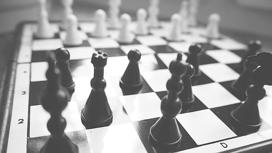 black and white chess piece on chess board thumbnail