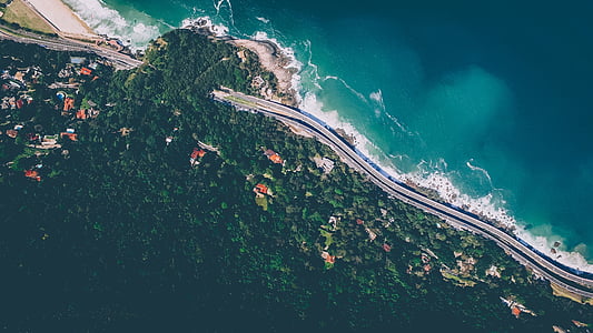 aerial shot of body of water thumbnail