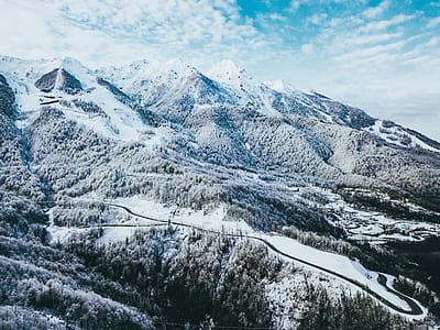 cold, snow, road, landscape thumbnail