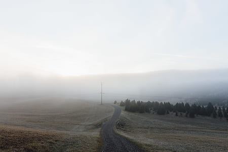 photo of concrete road towards mountain thumbnail