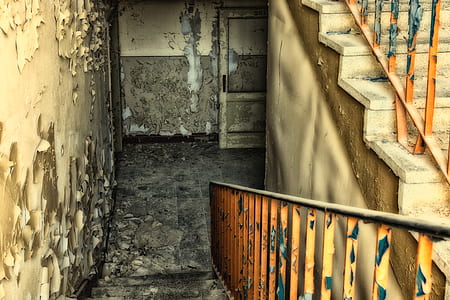 brown metal stairway inside building thumbnail