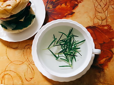 bowl, burger, food, herb, high angle shot thumbnail