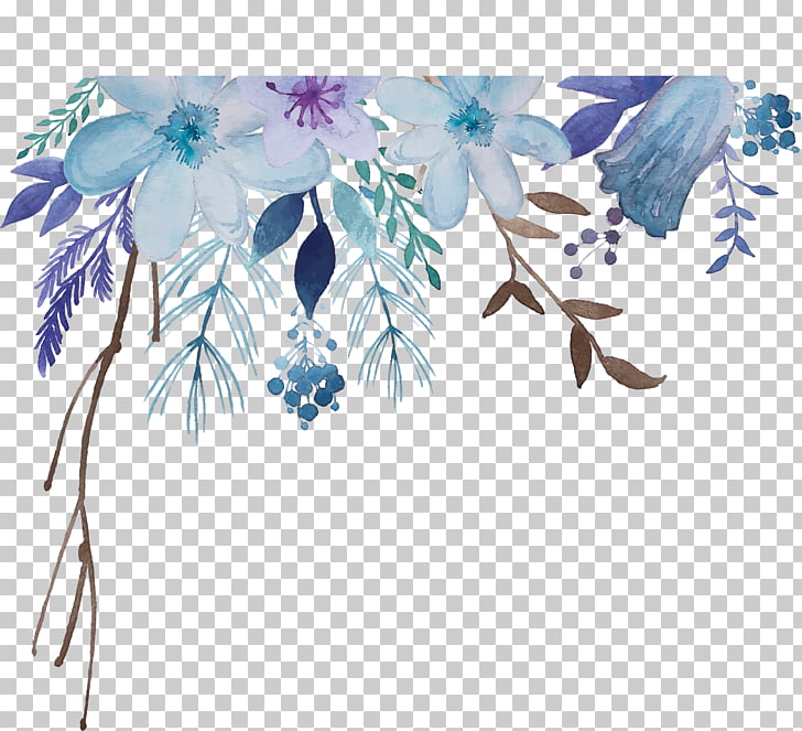 Watercolor painting Flower, Watercolor flowers, blue and purple flowers illustration PNG clipart