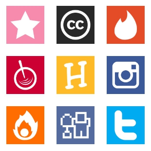 Social Flat Buttons svg vector icon sets