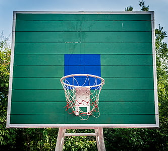 teal and white outdoor basketball hoop thumbnail