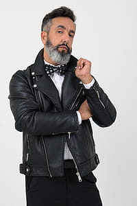 Men's Black Leather Zip-up Jacket thumbnail