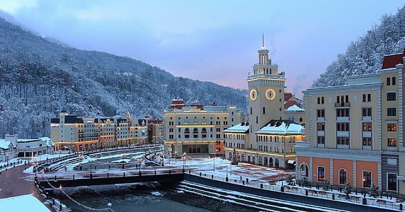 city buildings and road with snow thumbnail