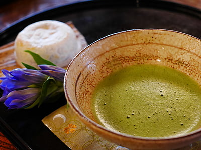 close up photo of green liquid inside round brown bowl thumbnail