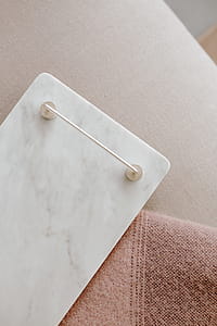 Marble white tray with silver handles thumbnail