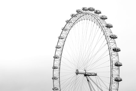 greyscale photo of Ferris wheel thumbnail