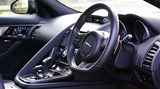 black Jaguar vehicle steering wheel thumbnail