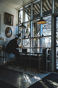 Bright Winter Through Cafe Window Photo thumbnail