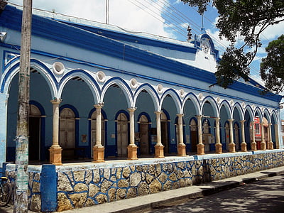 white and blue building near tree thumbnail