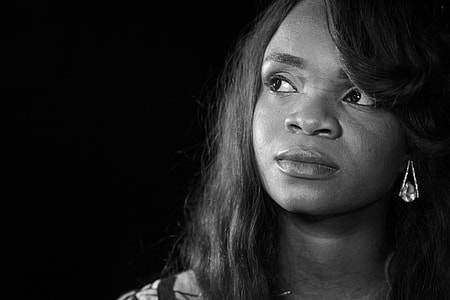 grayscale photo of woman portrait thumbnail
