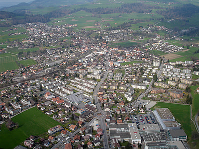 Aerial view of Steffisburg in Switzerland thumbnail