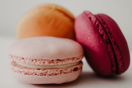 close-up photography of three round macaroons thumbnail
