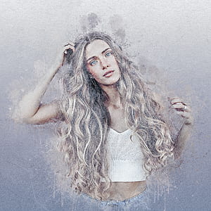 long blonde-haired woman in white crop-top painting thumbnail