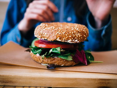 tomato, vegetable burger on table thumbnail