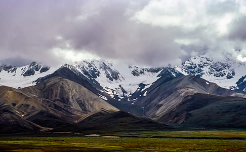 gray mountains covering with fogs thumbnail