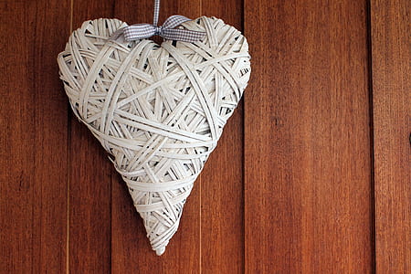 white heart shaped yarn hanging decor thumbnail