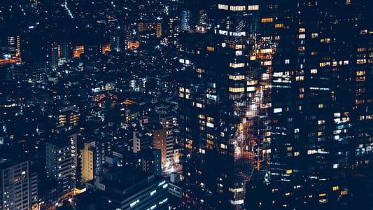 turned lights of highrise buildings thumbnail