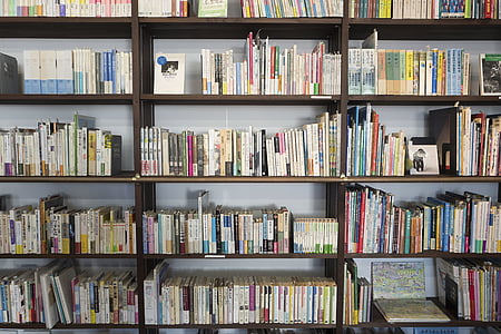 assorted-title book lot in bookshelf thumbnail