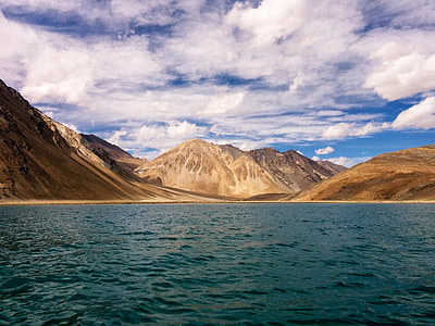 Landscape with mountains, sky, and clouds in Ladakh, India thumbnail