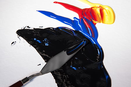 black, blue, and orange paint splash art illustration thumbnail