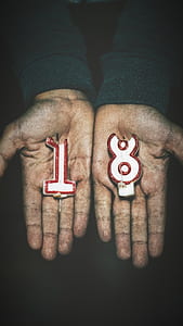 closeup photo of 18 candles in person's hands thumbnail