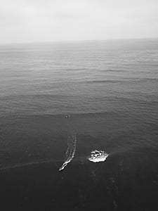 grayscale photo of body of water thumbnail
