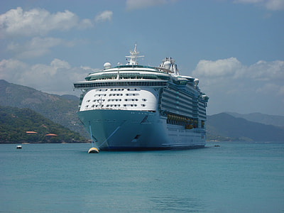 white cruise ship docked near land thumbnail