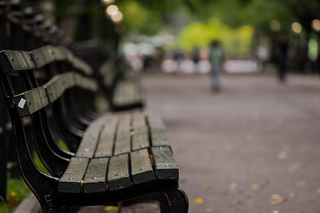 Selective Focus Photography of Brown Wooden Bench thumbnail