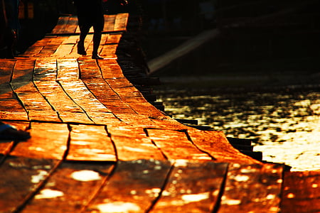 pier, walking, path, sunset, sundown, nature thumbnail
