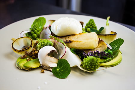 vegetables salad on white ceramic plate thumbnail