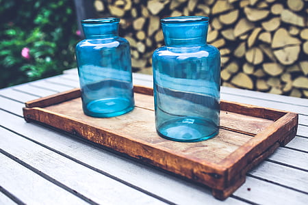 two blue jars on tray thumbnail
