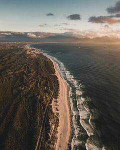 aerial photography of beachline thumbnail