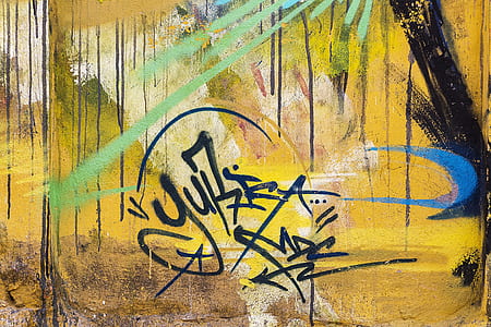 black, green, and yellow abstract graffiti thumbnail