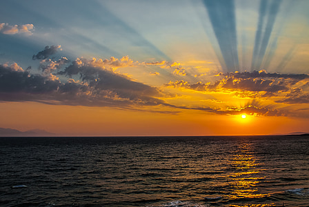 sun setting over body of water thumbnail