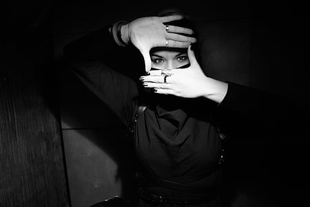 grayscale photo of woman thumbnail