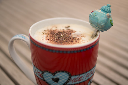 red and white ceramic coffee mug thumbnail